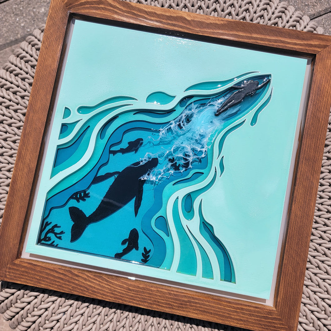 Enchanted Swimmer Layered Wood Wall Art