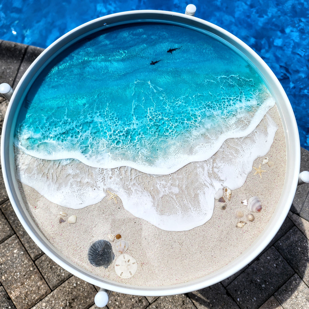 Siesta Key Gulf Wave Table - Removable Tray Top