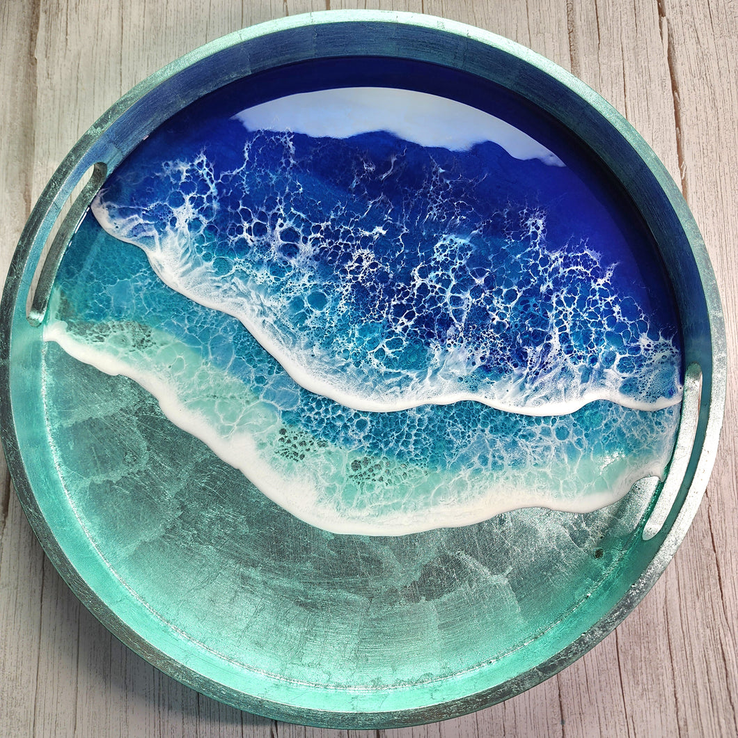 Aqua Metallic Ocean Wave Tray