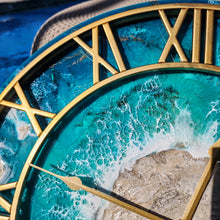 Load image into Gallery viewer, Turquoise and Gold Island 20&quot; Clock
