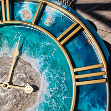 Load image into Gallery viewer, Turquoise and Gold Island 20&quot; Clock
