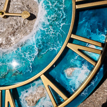 Load image into Gallery viewer, Turquoise and Gold Island 20&quot; Clock
