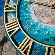 Load image into Gallery viewer, Turquoise and Gold Island 20&quot; Clock
