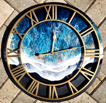 Load image into Gallery viewer, Dark Golden Wave Clock
