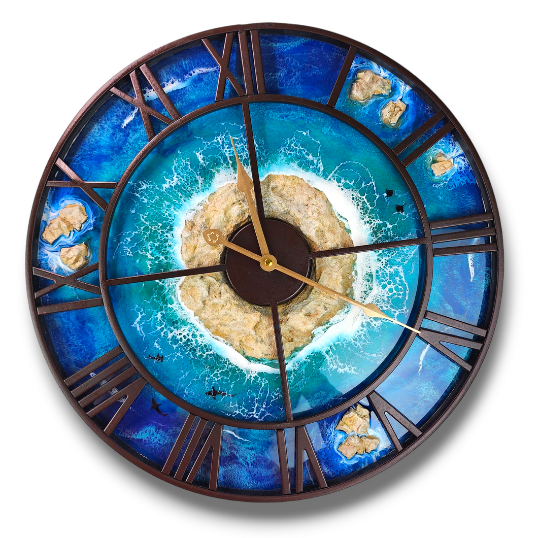 Deep Blue Island Clock