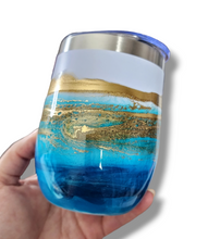 Load image into Gallery viewer, 12oz. Blue &amp; Gold Tumbler - White Base
