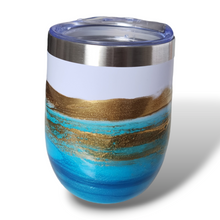 Load image into Gallery viewer, 12oz. Blue &amp; Gold Tumbler - White Base
