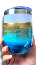 Load image into Gallery viewer, 12oz. Blue &amp; Gold Tumbler - White Base
