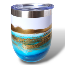 Load image into Gallery viewer, 12oz. Blue &amp; Gold Tumbler - White Base
