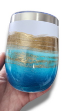 Load image into Gallery viewer, 12oz. Blue &amp; Gold Tumbler - White Base
