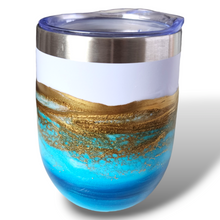 Load image into Gallery viewer, 12oz. Blue &amp; Gold Tumbler - White Base
