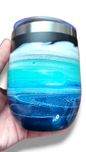 Load image into Gallery viewer, 12oz. Blue &amp; White Tumbler - Black Base
