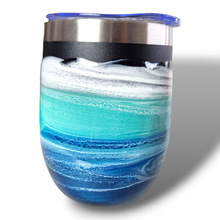 Load image into Gallery viewer, 12oz. Blue &amp; White Tumbler - Black Base
