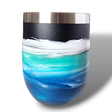 Load image into Gallery viewer, 12oz. Blue &amp; White Tumbler - Black Base
