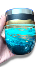 Load image into Gallery viewer, 12oz. Green &amp; Gold Tumbler - Black Base
