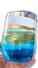 Load image into Gallery viewer, 12oz. Blue &amp; Gold Tumbler - White Base
