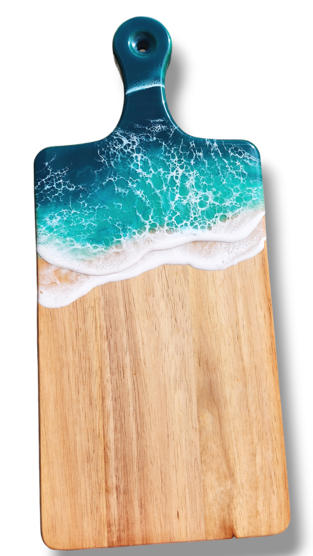 Turquoise Ocean Wave Serving Board with Handle