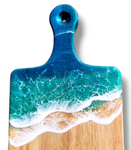 Load image into Gallery viewer, Metallic Turquoise Ocean Wave Serving Board with Handle
