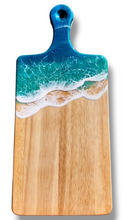 Load image into Gallery viewer, Metallic Turquoise Ocean Wave Serving Board with Handle
