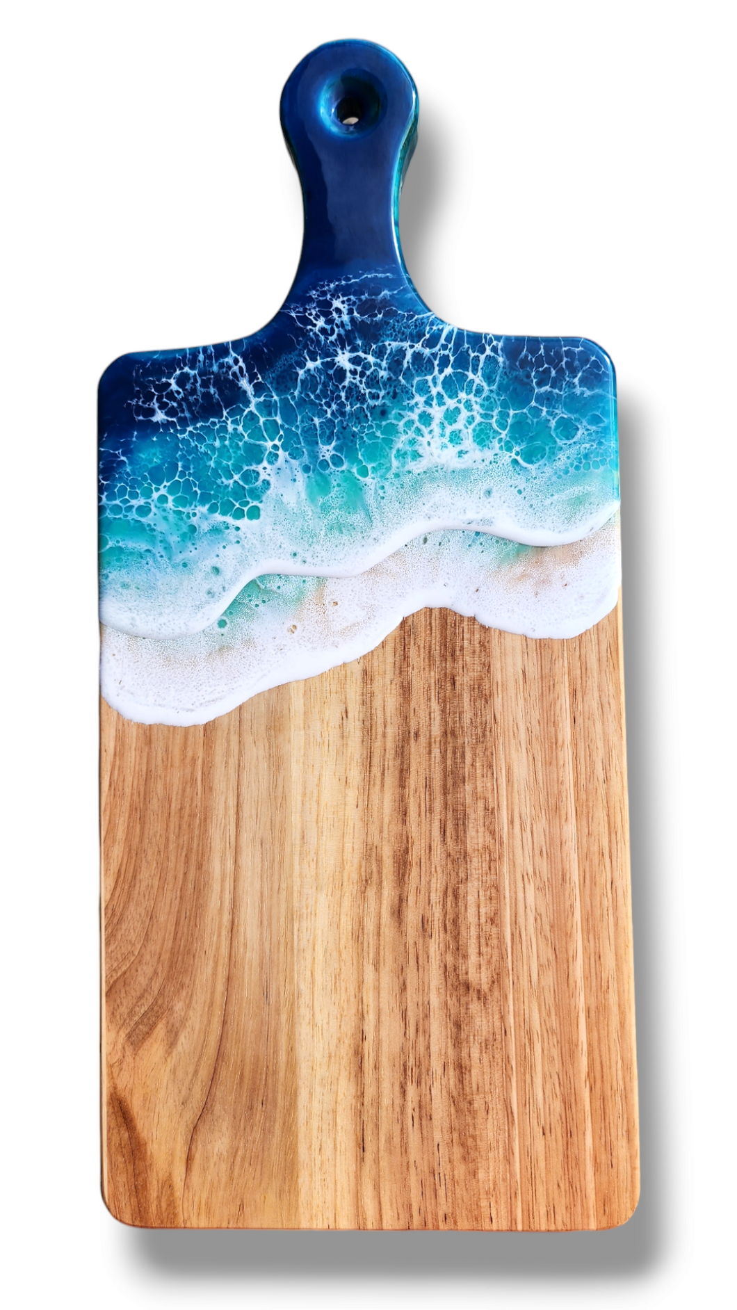 Blue Ocean Wave Serving Board with Handle