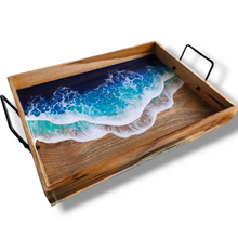 Load image into Gallery viewer, Crashing Waves Mango Wood Tray with Handles
