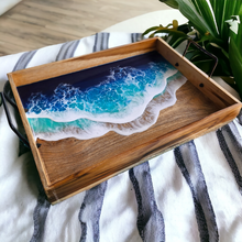 Load image into Gallery viewer, Crashing Waves Mango Wood Tray with Handles
