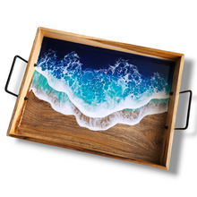 Load image into Gallery viewer, Crashing Waves Mango Wood Tray with Handles
