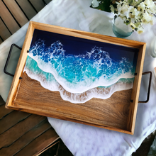 Load image into Gallery viewer, Crashing Waves Mango Wood Tray with Handles
