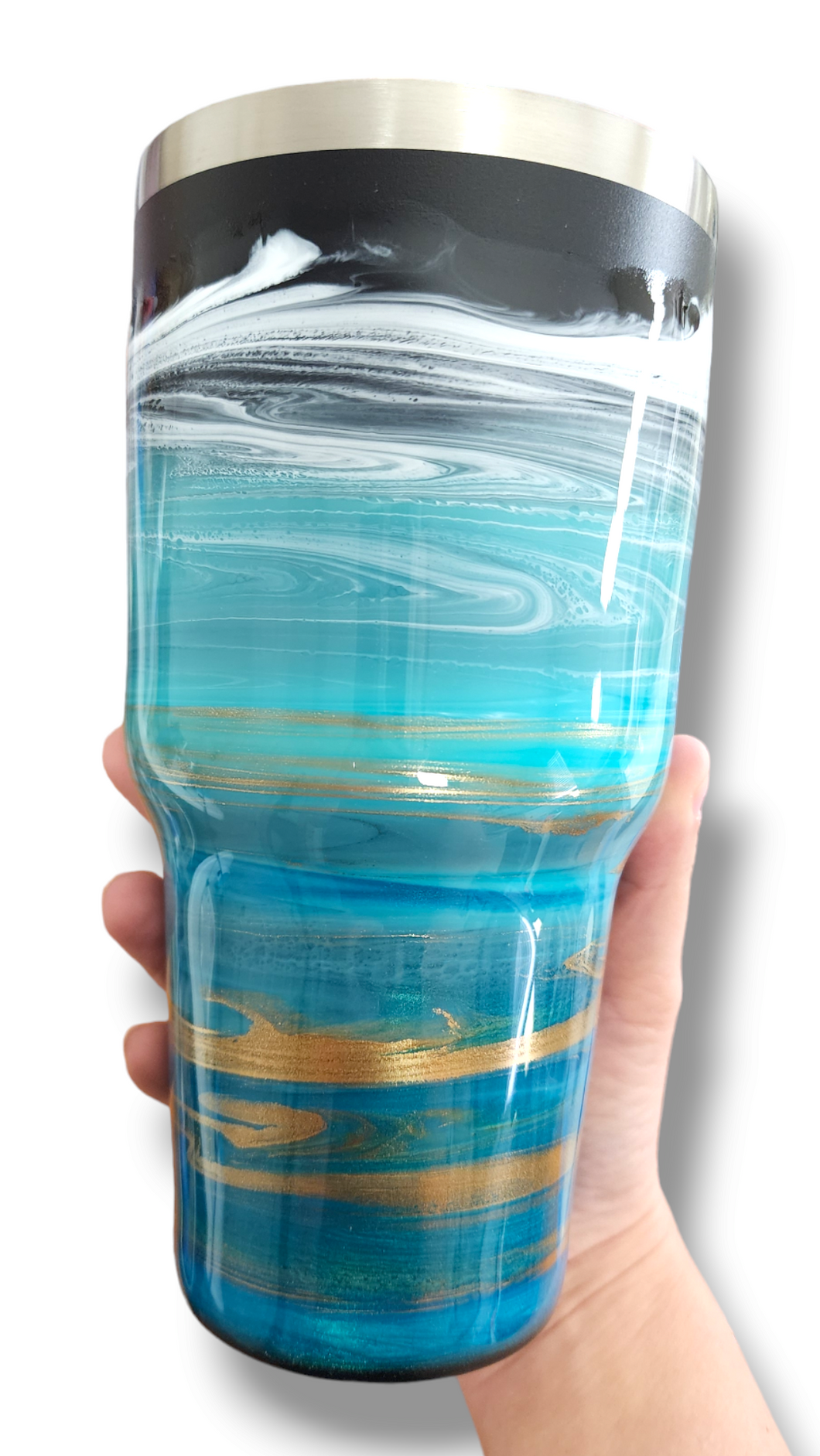 20oz. Turquoise, Gold & White Tumbler