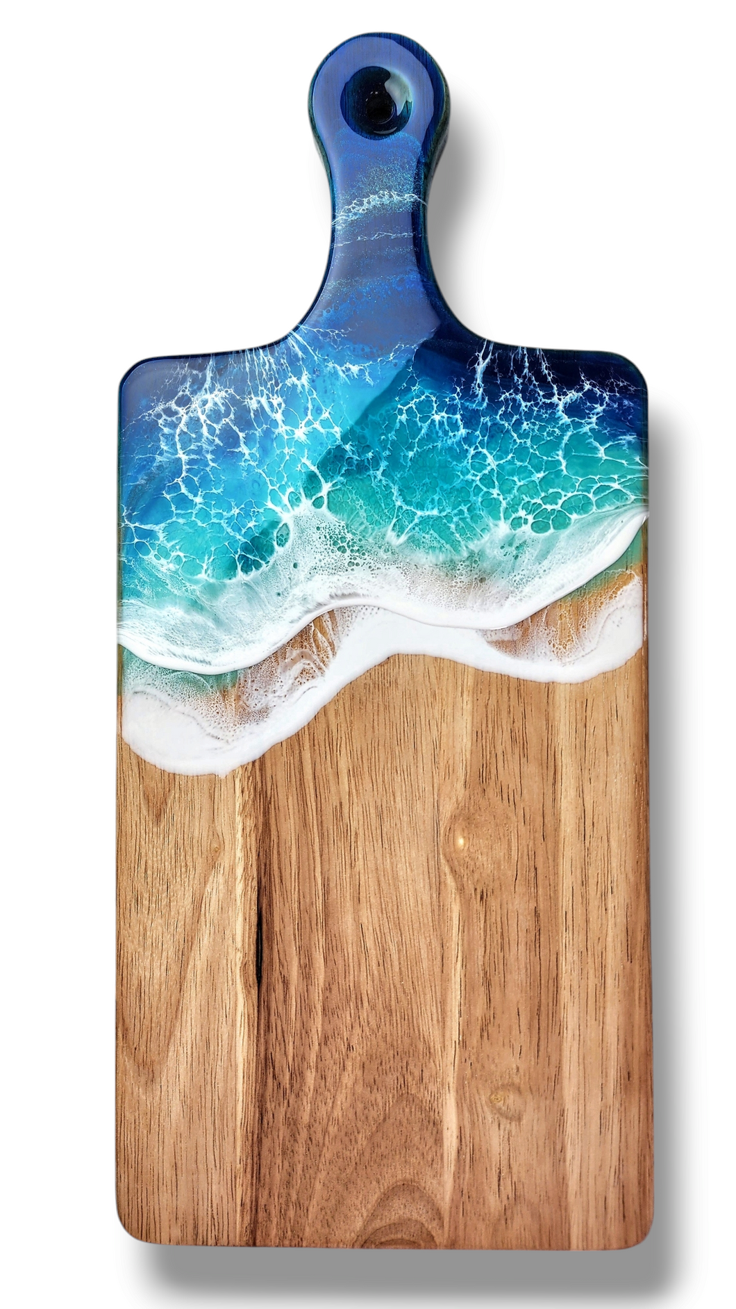 Blue Ocean Wave Serving Board with Handle