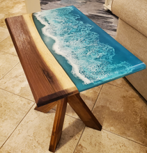 Load image into Gallery viewer, Ocean Wave Walnut Resin Side Table
