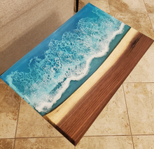 Load image into Gallery viewer, Ocean Wave Walnut Resin Side Table
